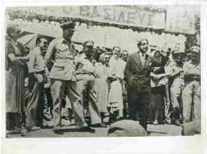 Konstantinos Tsatsos delivering speech at Makronissos