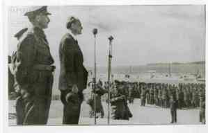 Panayiotis Kanellopoulos delivering speech at the First Sappers Battalion